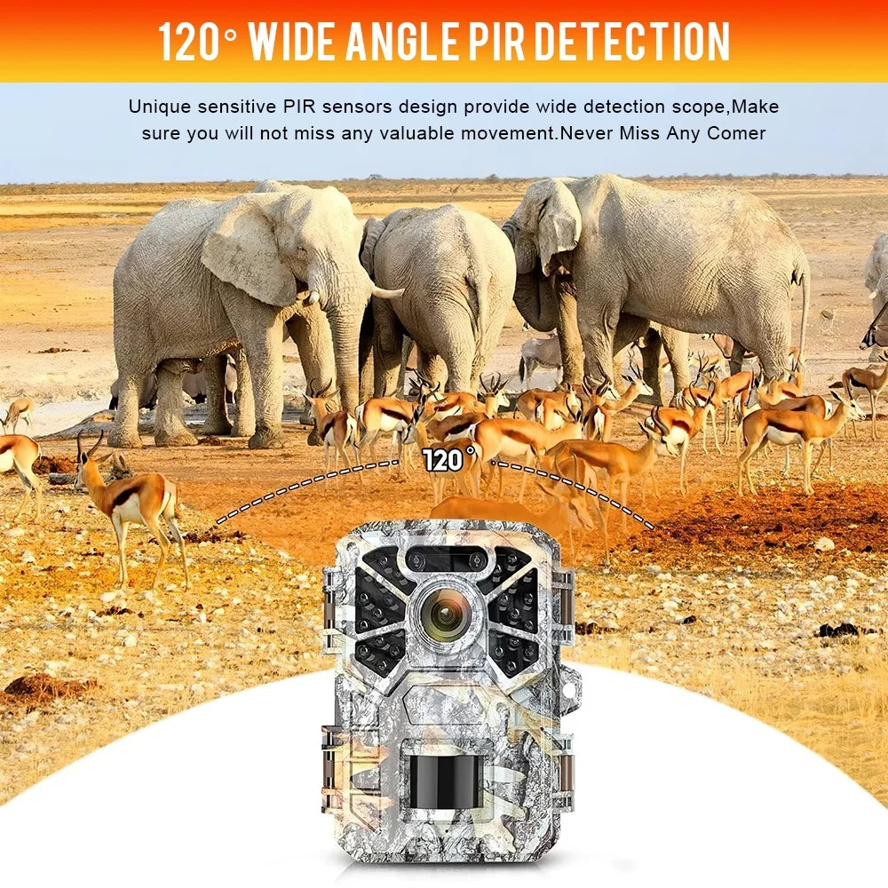 with Monitor 120° 2k Trail Game Infrared Night Monitoring, Waterproof Surveillance, Angle Camera, 30MP Lens with Farm Hunting Wildlife Vision Trail Camera Wide
