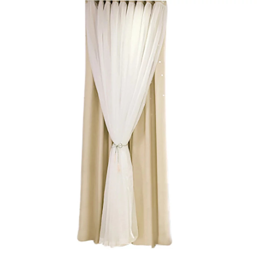 Valance Treatment Window Tulle Double-deckLight Sheer tulle Sky Voile Drape Curtain Starry curtains linen