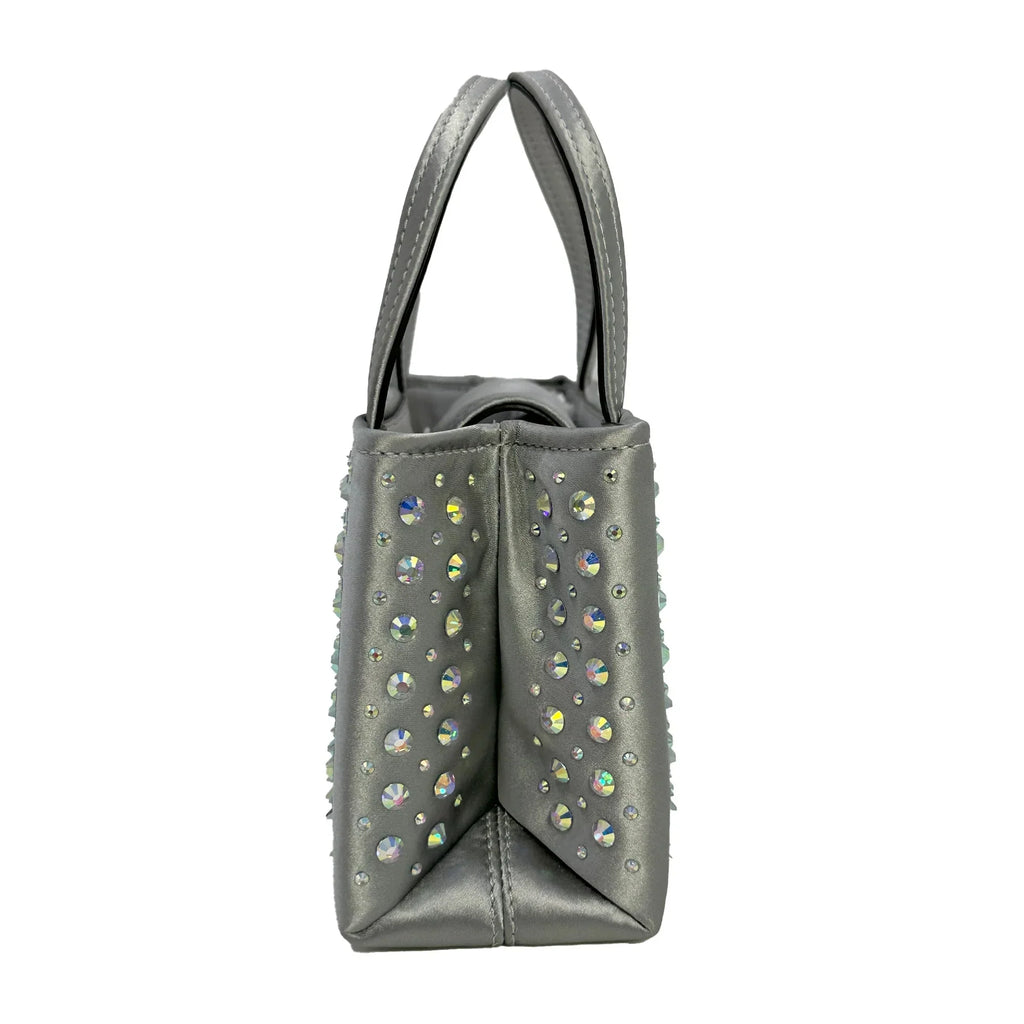 Kate Grey Fabric Platinum - Sam Spade Embellished Mini Icon Tote Crystal