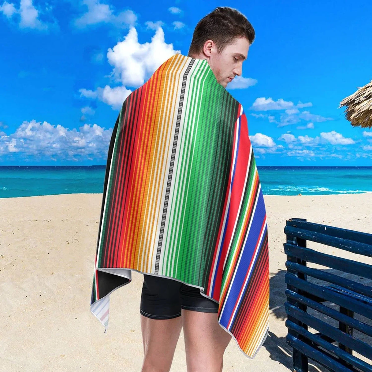 Towel, Towel Yoga Free Quick Blanket, Pool Thin Bestwell Serape Towel Beach Sand Blanket Multipurpose Microfiber Bath 30”X60” Oversized Lightweight Swim Mexican Stripes Towel Dry Shower