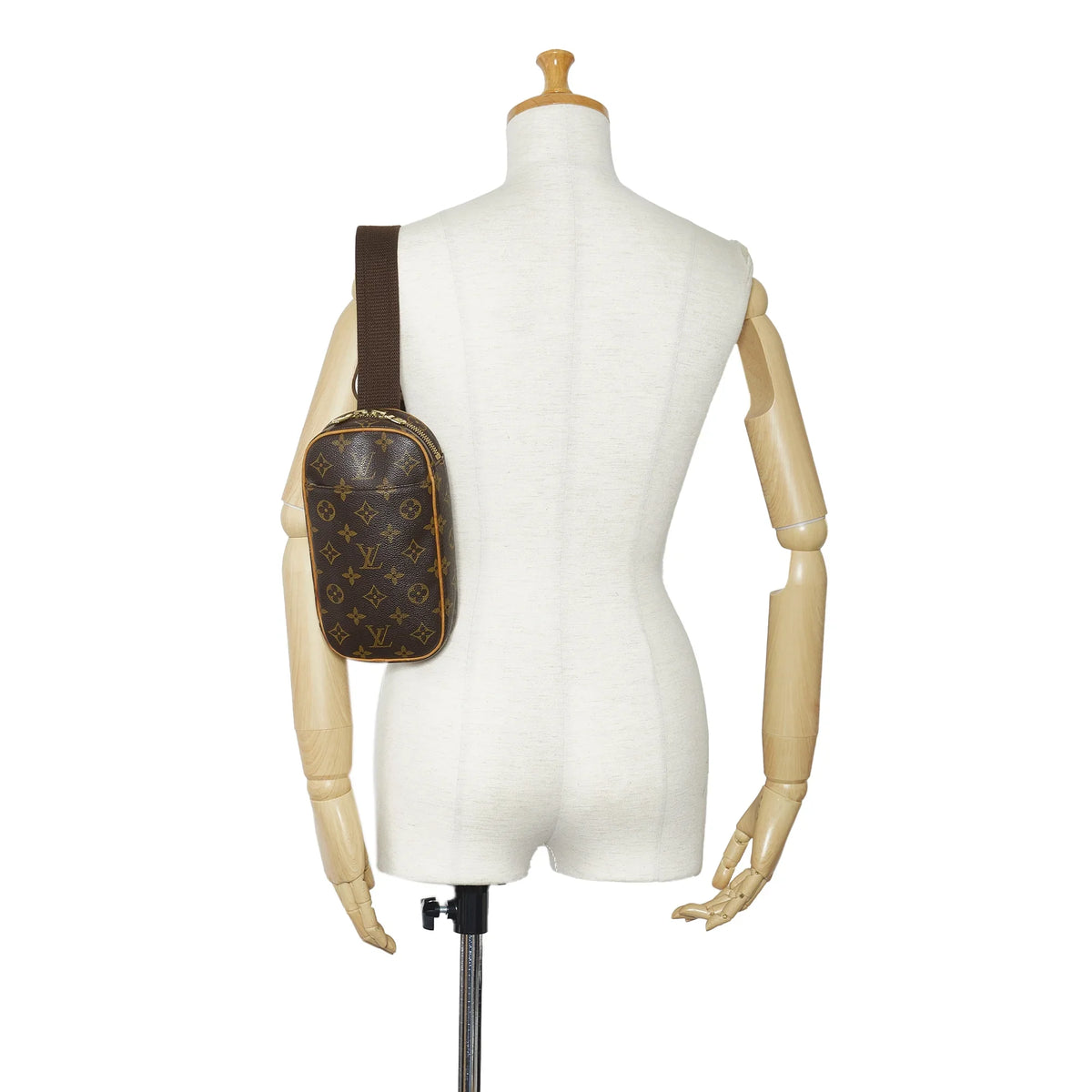Bag Monogram Crossbody Pochette Louis Pre-Owned Canvas Unisex Brown Gange (Good) Vuitton Authenticated
