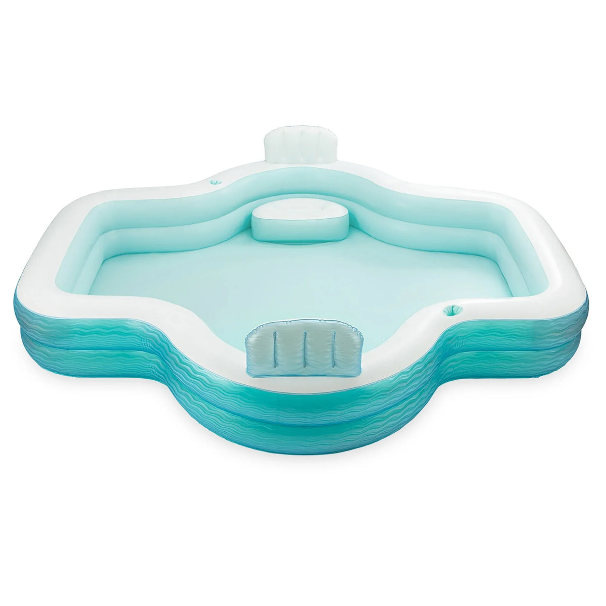 Inflatable Outdoor Party Holders, Funsicle: Cup Pool White, Lounge Comfortable Backrests, 10ft Teal - Pool, & 120x110x18", Shimmer Pool Family