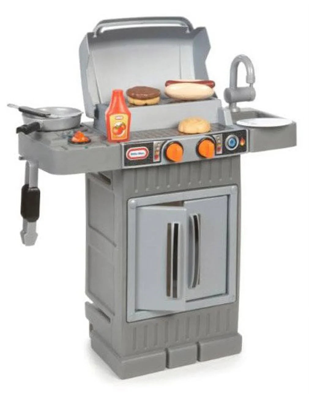 Kids Pretend Grow 2 Tikes BBQ Girls 8-Piece Grill Cook Little 3 Toddlers 4+ Playset, Toys Kitchen Ages For Boys Gray, Play 'n