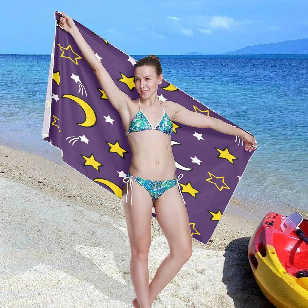 for Beach Bestwell Dry Super Travel Quick Lightweight Holiday（419） Absorbent - Towels Compact Camping Oversized - and Moon Stars Towel Towel Swimming