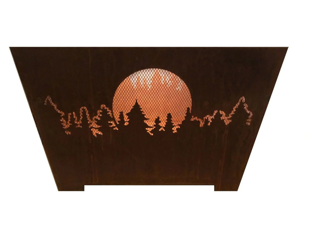 Moon Forest Fire Brown Rustic Design Square and Finish Outdoor 24" Basket Esschert