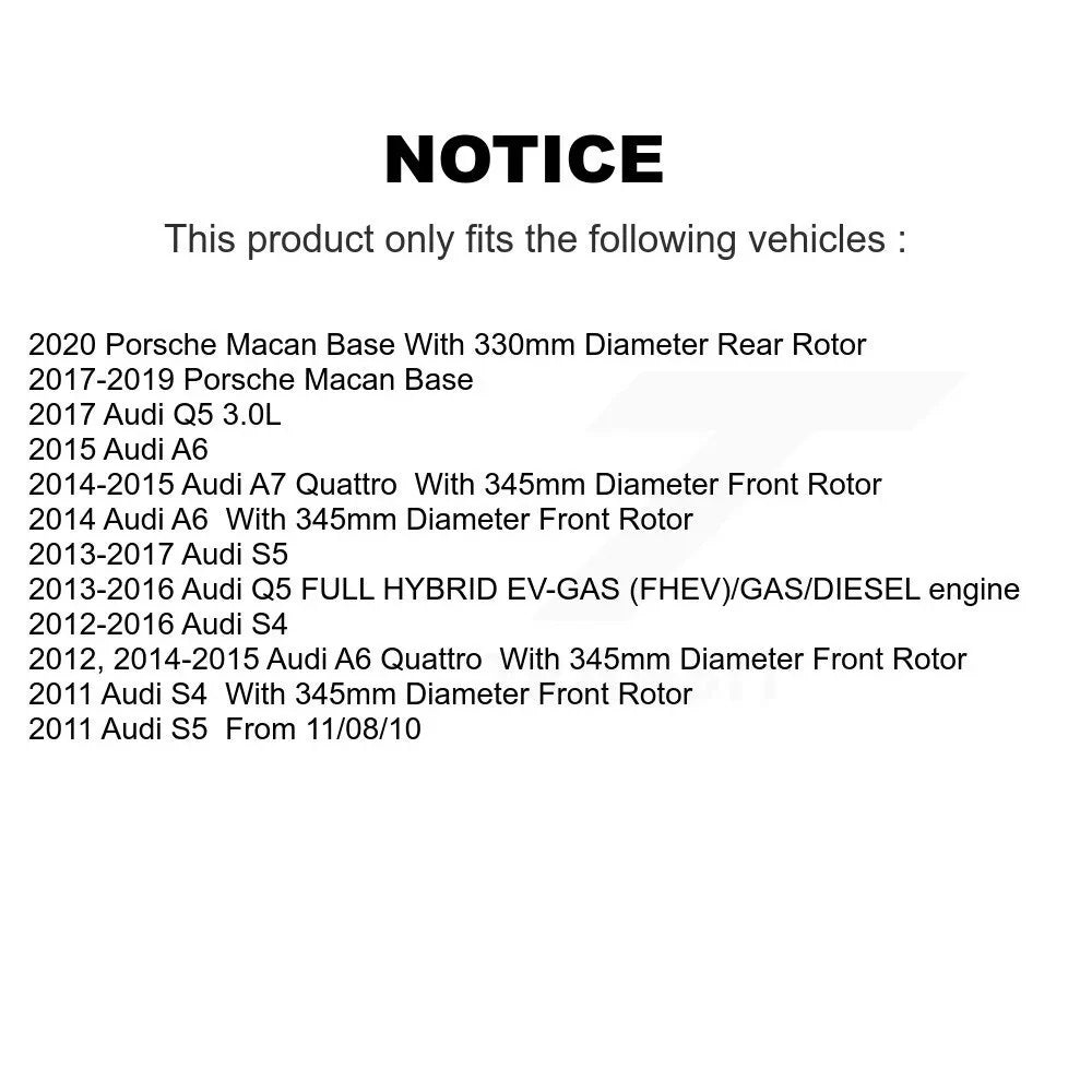 For A6 Kit KD-100319 A7 S5 Drilled Coated Q5 Porsche Disc Rotors Slotted Quattro Rear Brake S4 Macan Audi Front