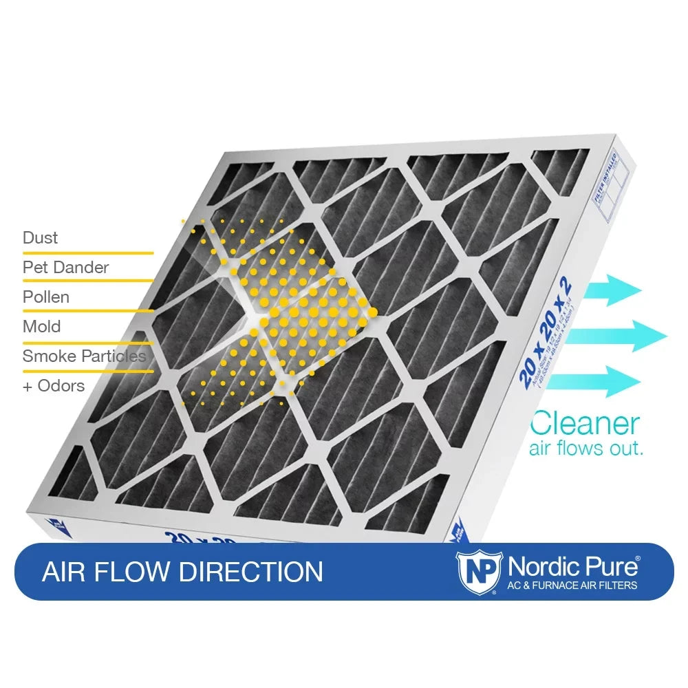 12 Pack MERV Nordic 20x20x2 10 Air Pure Carbon Plus Pleated Filters Pleated