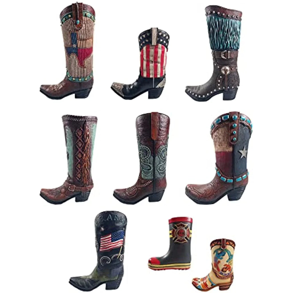 Vase Decor Urbalabs Cowboy Brown Texas Living Cowboy Boots Decorative Stone Office Teal Western Rustic Cowboy Boot Large 12 Boot Centerpiece Vase Country Brown Inch Wedding Home Flower Teal Vases