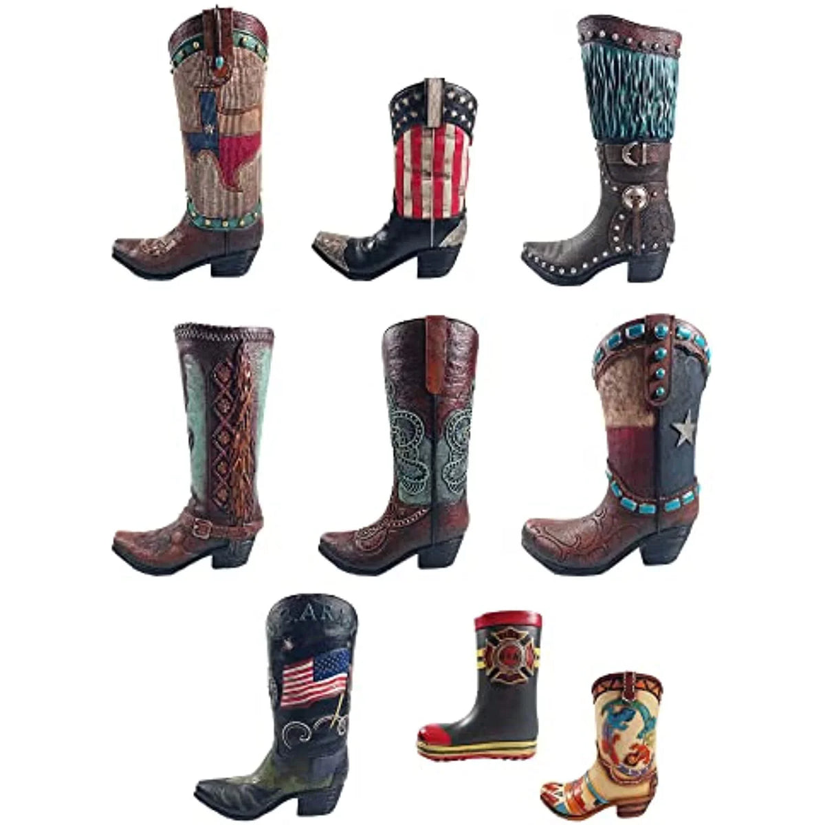 Vase Decor Urbalabs Cowboy Brown Texas Living Cowboy Boots Decorative Stone Office Teal Western Rustic Cowboy Boot Large 12 Boot Centerpiece Vase Country Brown Inch Wedding Home Flower Teal Vases