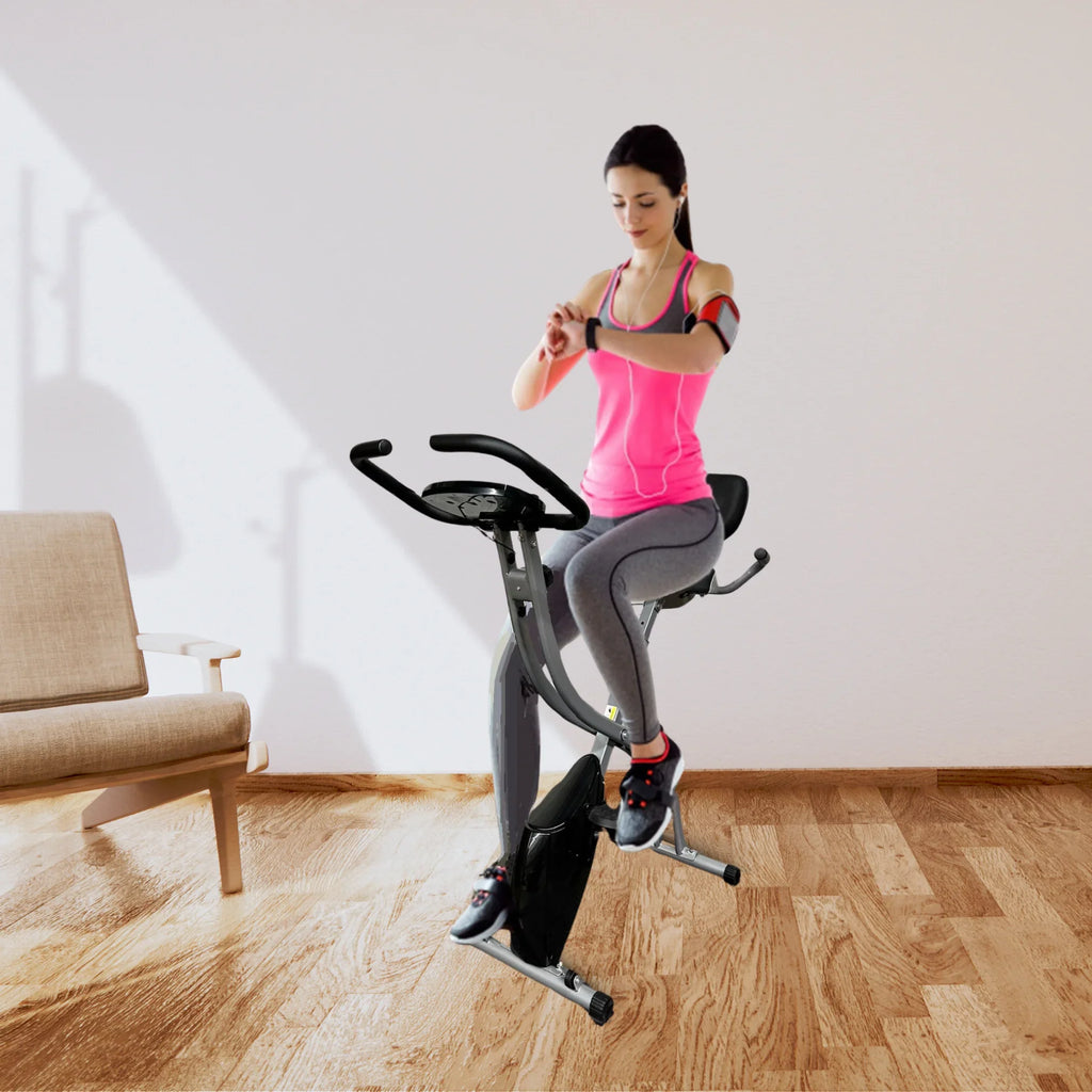 Upright Heart Recumbent 8 260 Sensor, Capacity, of Stationary Bike 1 Adjustment Rate Back Cycle Cardio Fitness 3 in workout, Bike, Rest, LCD and LBS Arm Home Levels Exercise Folding