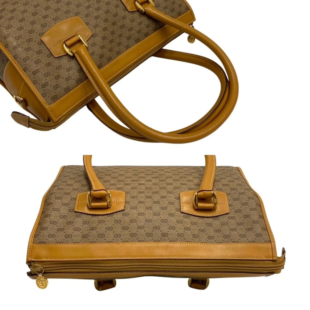 Shoulder Gucci Bag 2way Genuine (Good) Brown GG Leather Pre-Owned Vintage GUCCI Old Handbag Micro