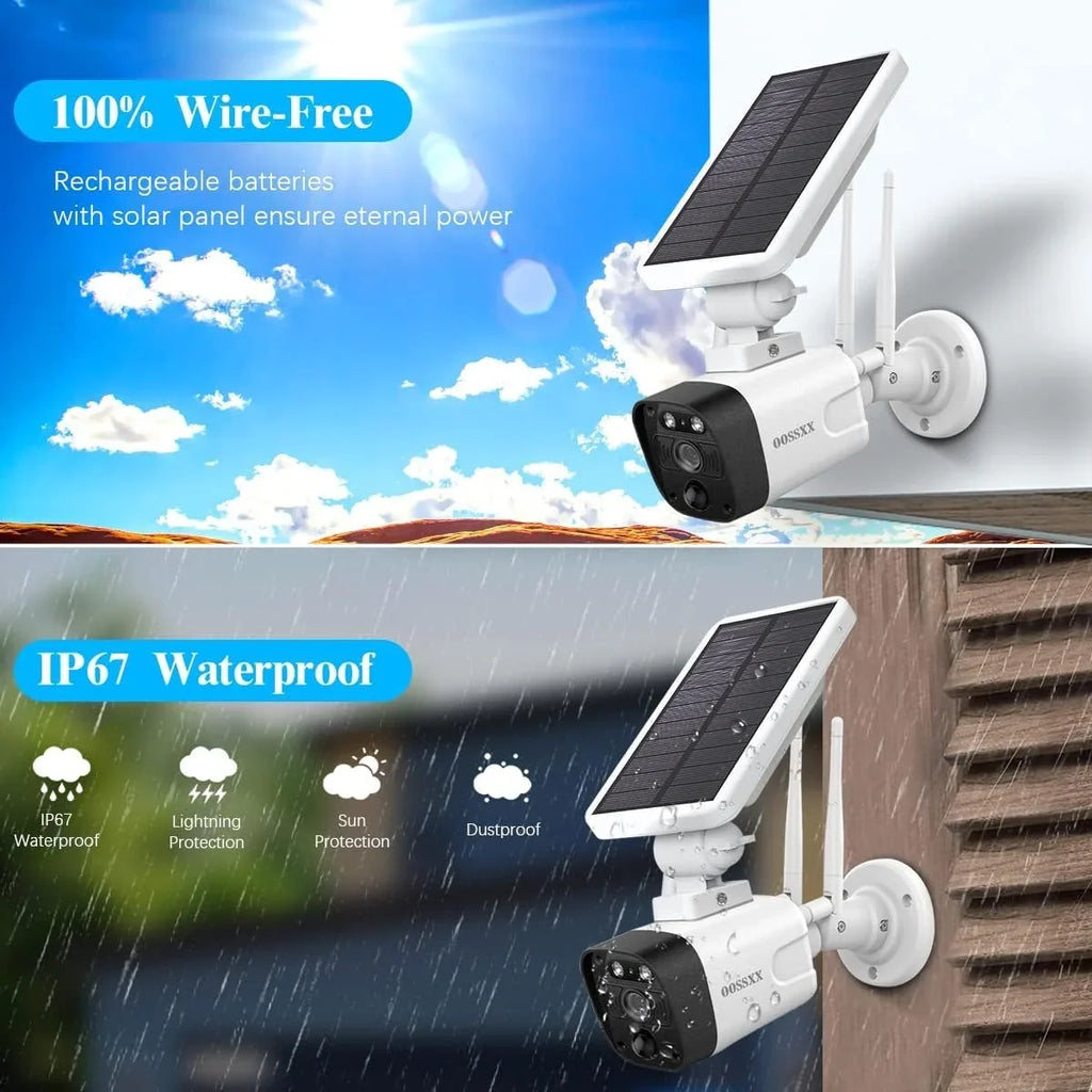 pre-installed 2TB Security {100% Solar 2K Wire-free Home 6pcs 8-channel system, OOSSXX 3.0MP System}, by Drive Wireless solar Camera Surveillance with Hard NVR, cameras