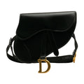 Black Pre-Owned Belt Authenticated Saddle Bag Dior Calf Unisex (Good) Leather