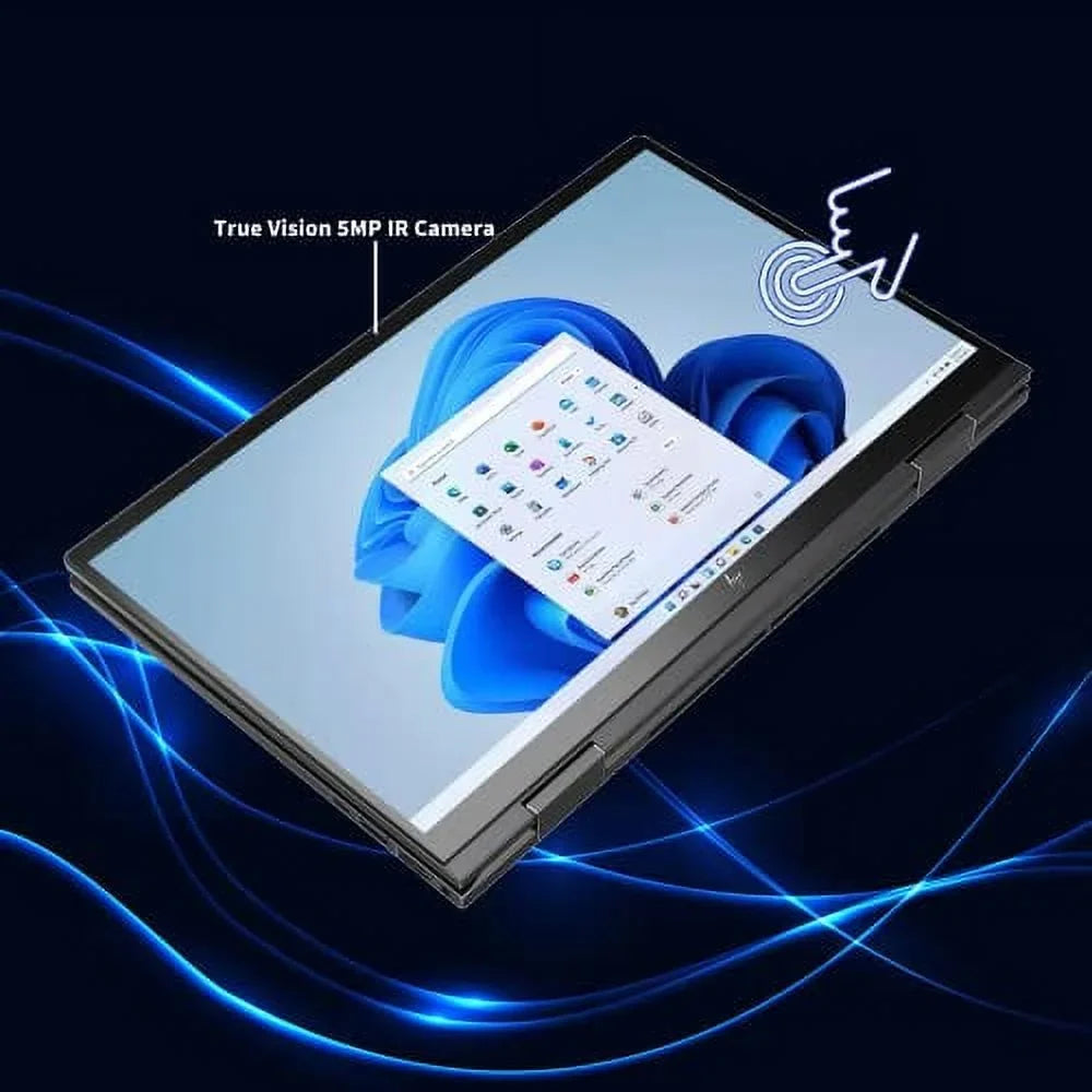 11, Laptop, Card True x360 7 15.6" 2-in-1 Radeon Graphics, RAM, Backlit Ryzen 2TB Envy Black, Win 5825U, Keyboard, Vision USB SSD, HP Touchscreen 5MP 64GB 2022 PCIe AMD 32GB AMD Camera, IR