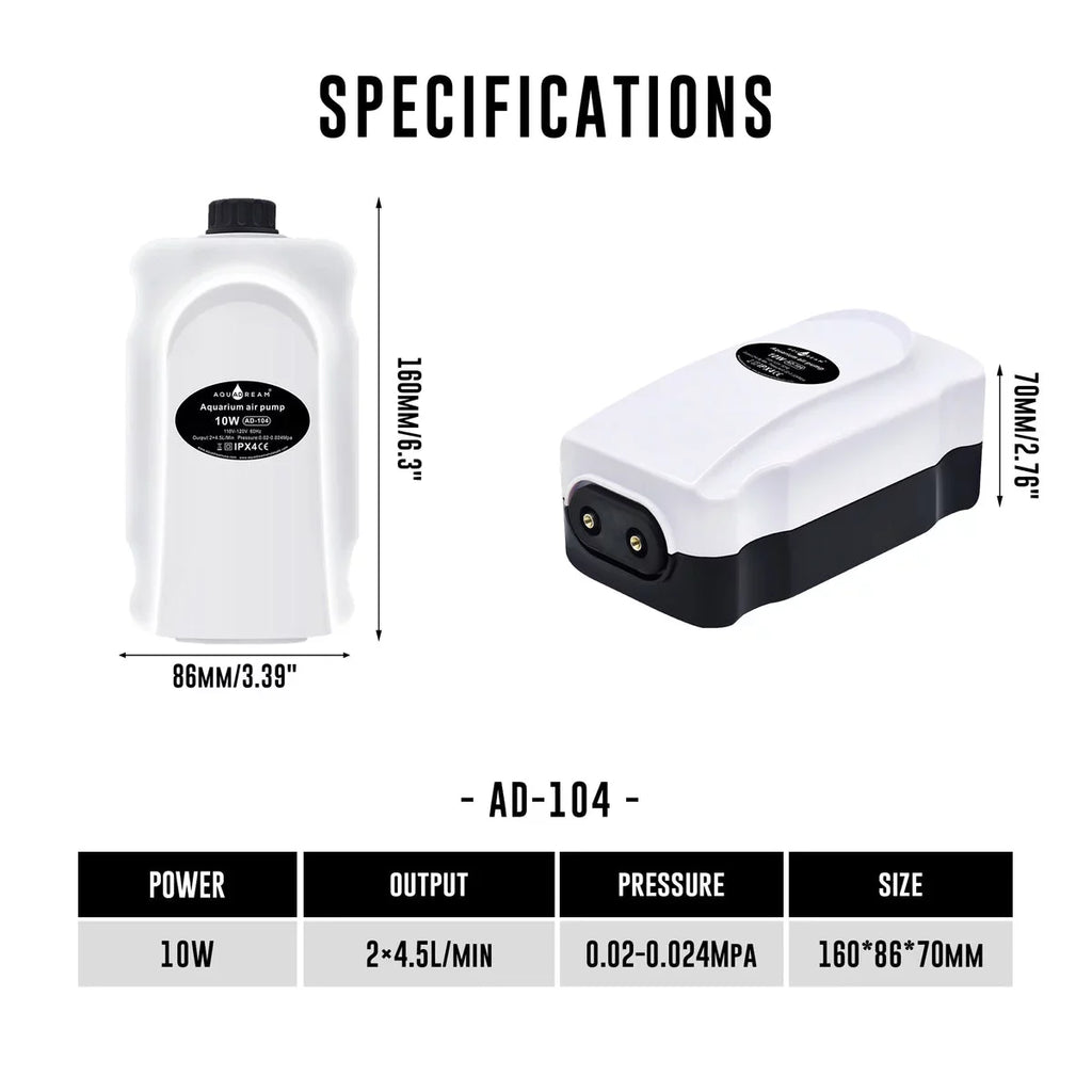 120 Oxygen Pump 75GPH Quiet Pump Fish Aerator Air for Oxygen Output Gallons 30 - Adjustment Tank, 2X