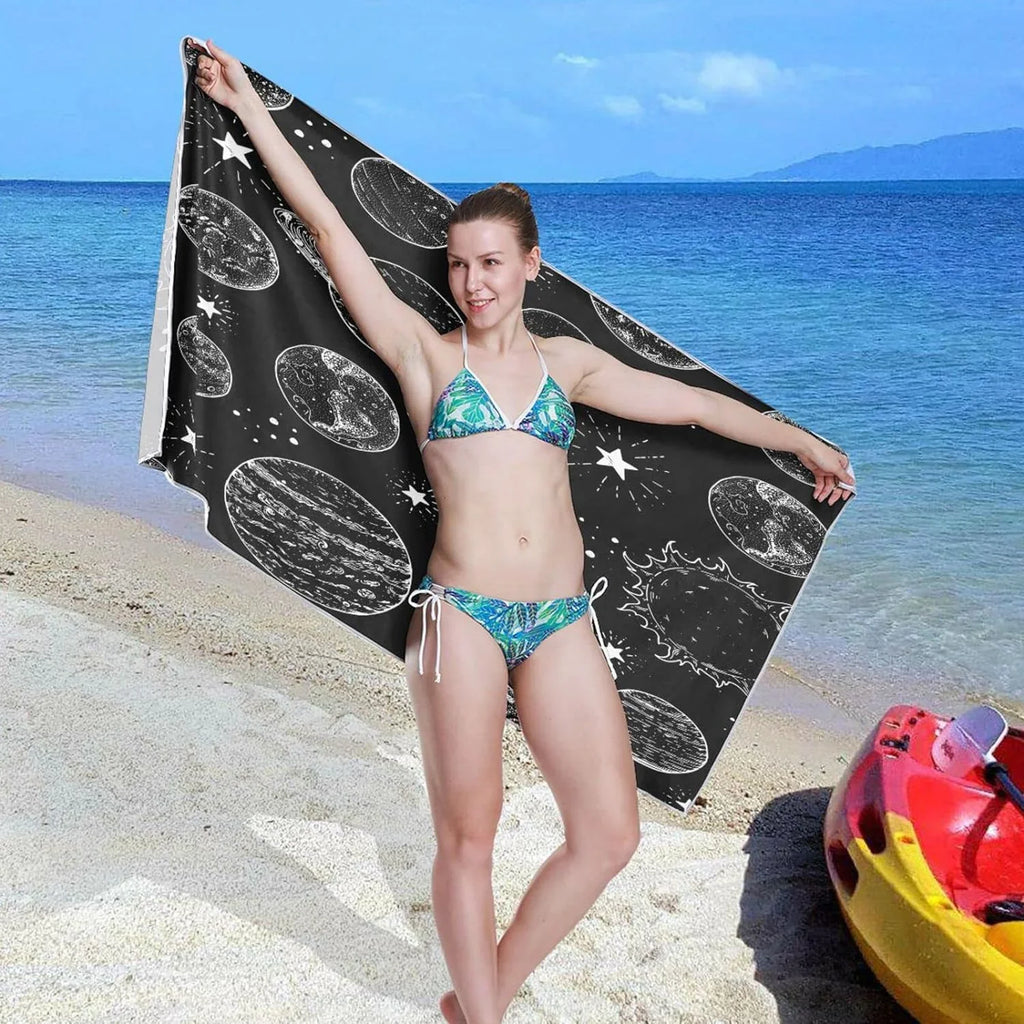 Towel Planets Towel - Space Beach Compact Lightweight Travel - Quick Oversized Dry Holiday（387） Towels Camping Bestwell Pattern for Super Swimming Absorbent