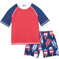 UPF Size Rashguard Set 50, Loves Male Lily Millie Popsicles Red Swimsuit Short-Sleeve 2T-10