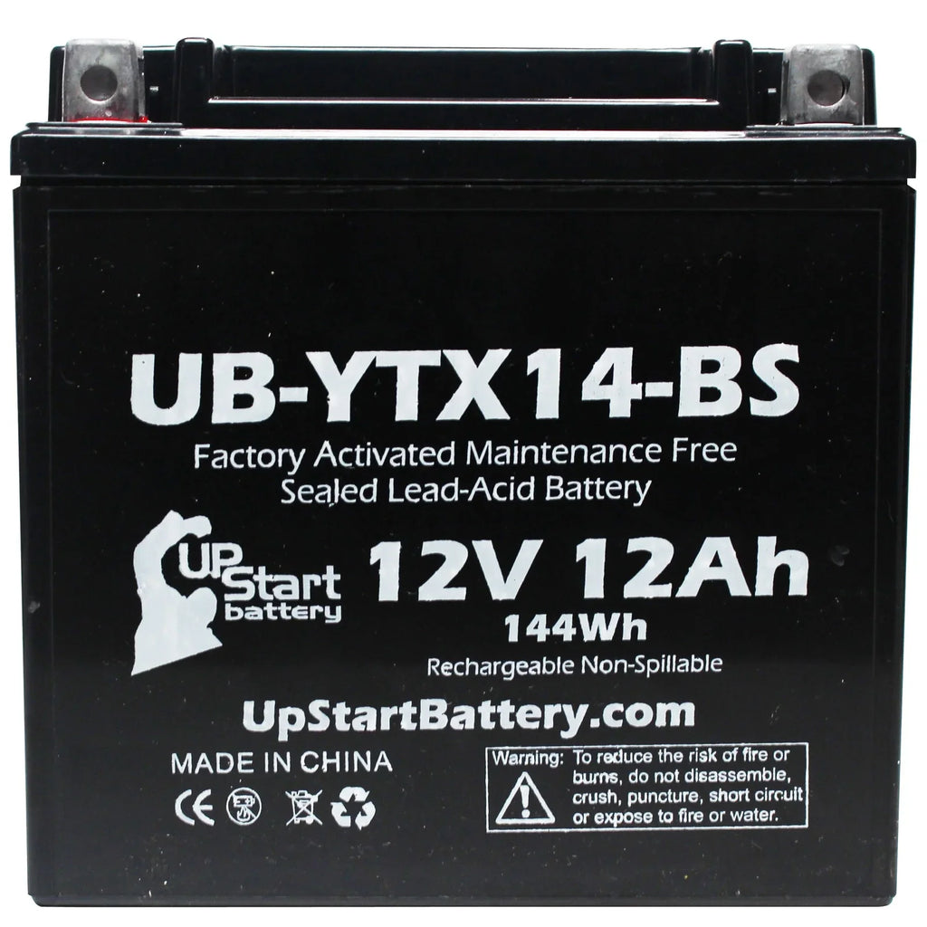 12V, 1998 Factory 12AH, Yamaha - Battery YZF1000R UB-YTX14-BS Replacement Motorcycle Activated, for 1000 Maintenance UpStart Battery Free, 5-Pack CC