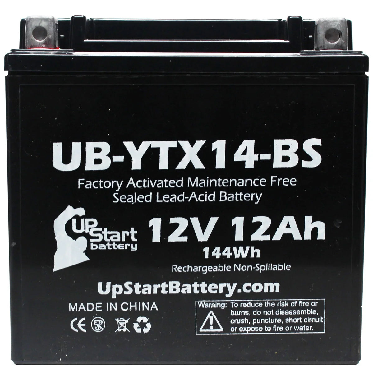 12V, 1998 Factory 12AH, Yamaha - Battery YZF1000R UB-YTX14-BS Replacement Motorcycle Activated, for 1000 Maintenance UpStart Battery Free, 5-Pack CC