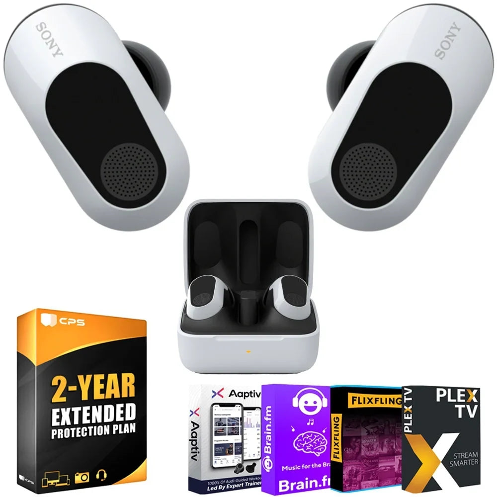 Audio Pack CPS with Essentials Gaming Wireless Buds Noise Protection Sony White WFG700N/W 2 Earbuds, INZONE and Truly YR Software Cancelling Bundle Enhanced