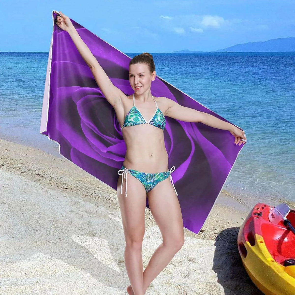 Super Towel Camping Rose Beach Oversized Lightweight Quick Absorbent for Dry - Compact Travel Swimming Towel Purple - Holiday（278） Bestwell Towels