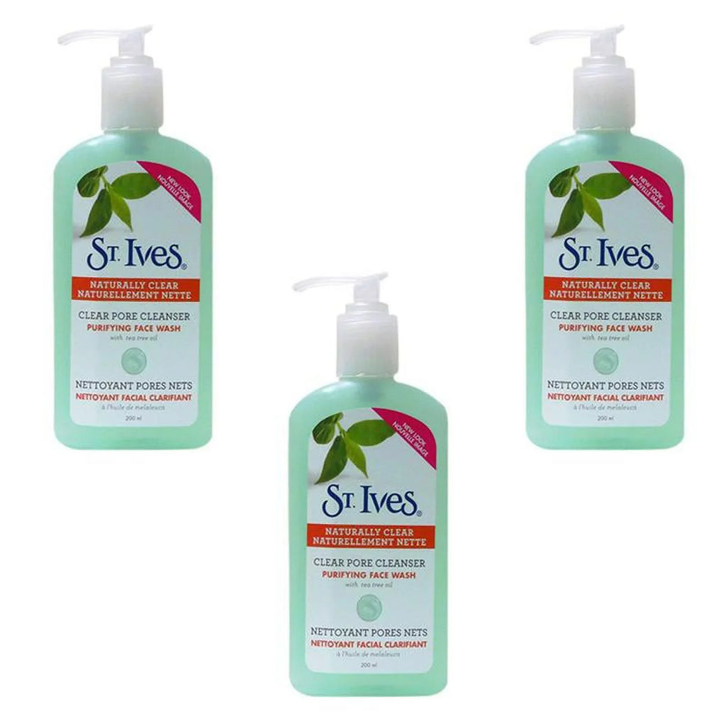 3 Clear With of Purifying Wash pack Pore ST. Ives Tree Face Tea Oil(200ml) Cleanser