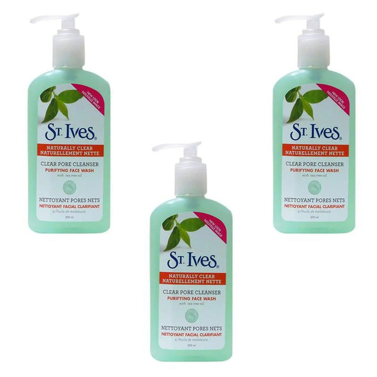 3 Clear With of Purifying Wash pack Pore ST. Ives Tree Face Tea Oil(200ml) Cleanser