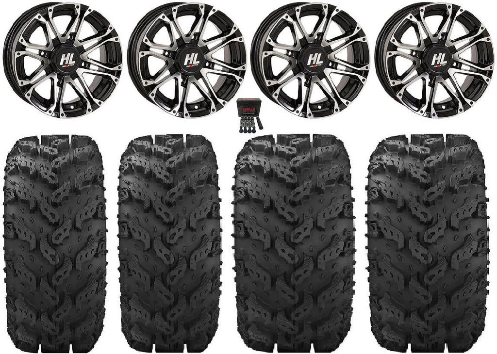 12" Kawasaki Wheels HL3 Mule Machined 27" Tires Lifter Teryx High Reptile