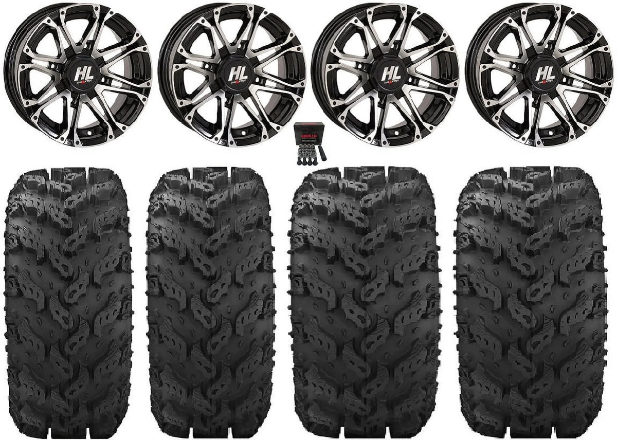 12" Kawasaki Wheels HL3 Mule Machined 27" Tires Lifter Teryx High Reptile