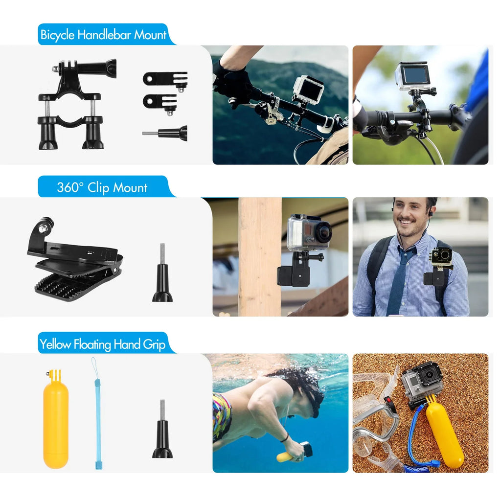 Sports Stick Bracket Black 109 Accessories Selfie Hero with Various and Kit with for Set Replacement Action GoPro Housing Case Accessories Andoer Silicone More Mount Protective Waterproop