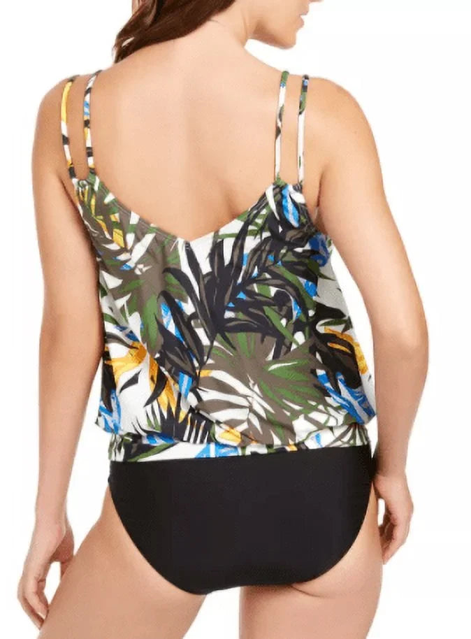 OLIVE top, TROPIC Klein US MULTI Calvin RAINFOREST 2X-Large Tankini Blouson Swim