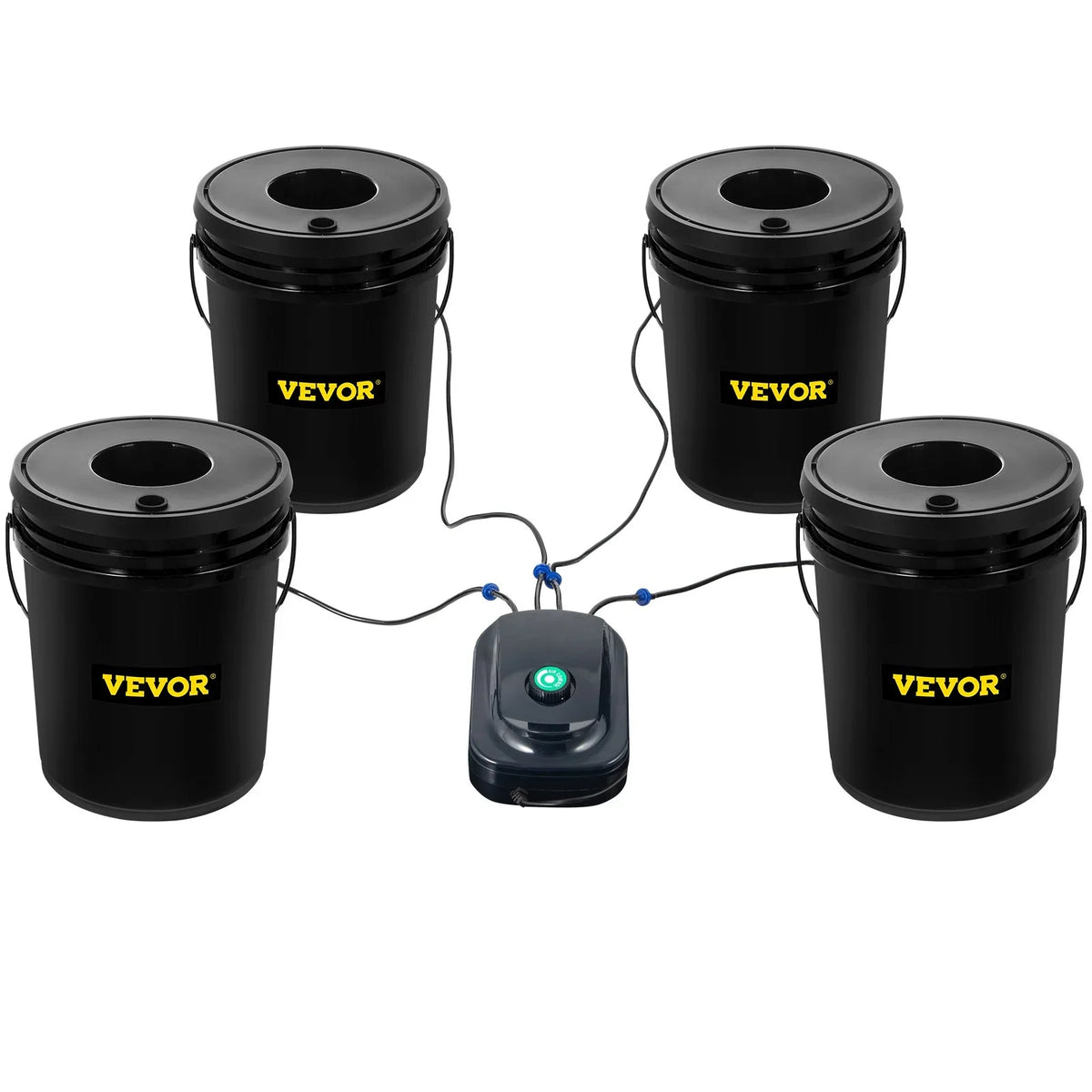 DWC Leafy Water Kit, Pump, Stone Grow Vegetables Indicator for 4-Bucket 5-Gallon, & Hydroponic System with Level Indoor/Outdoor VEVOR Air