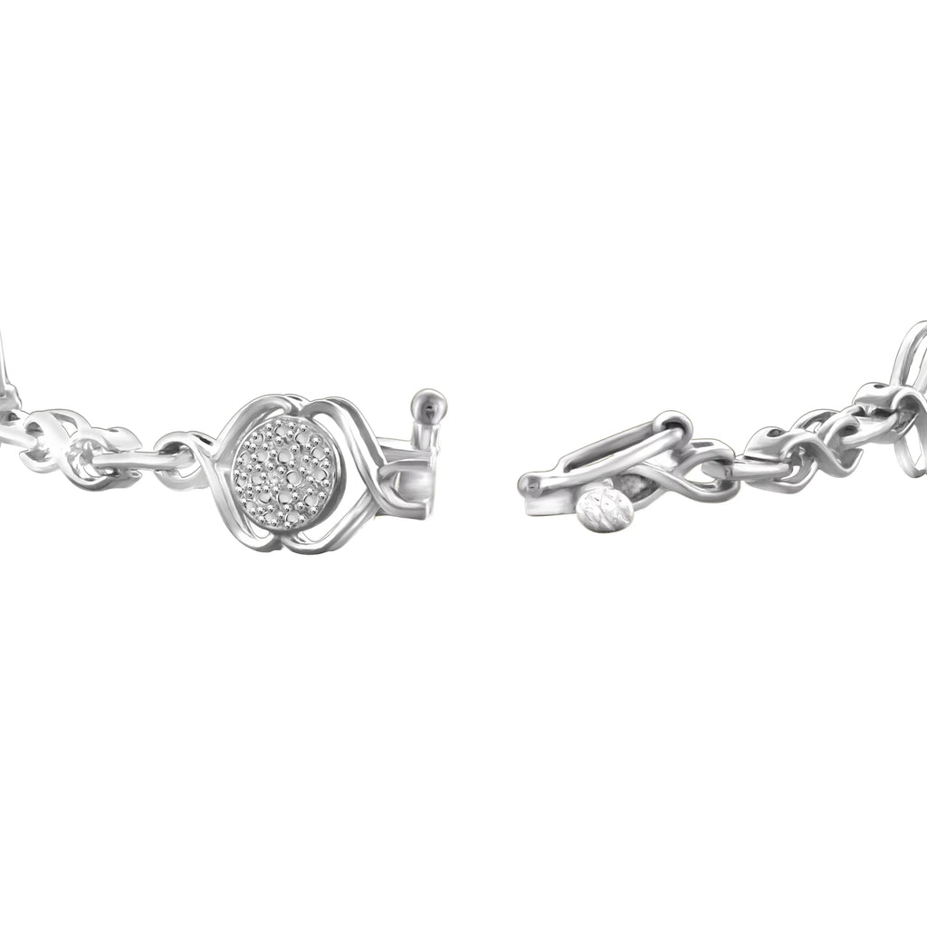 White Sterling Diamond Bracelet Accent Round-cut Silver