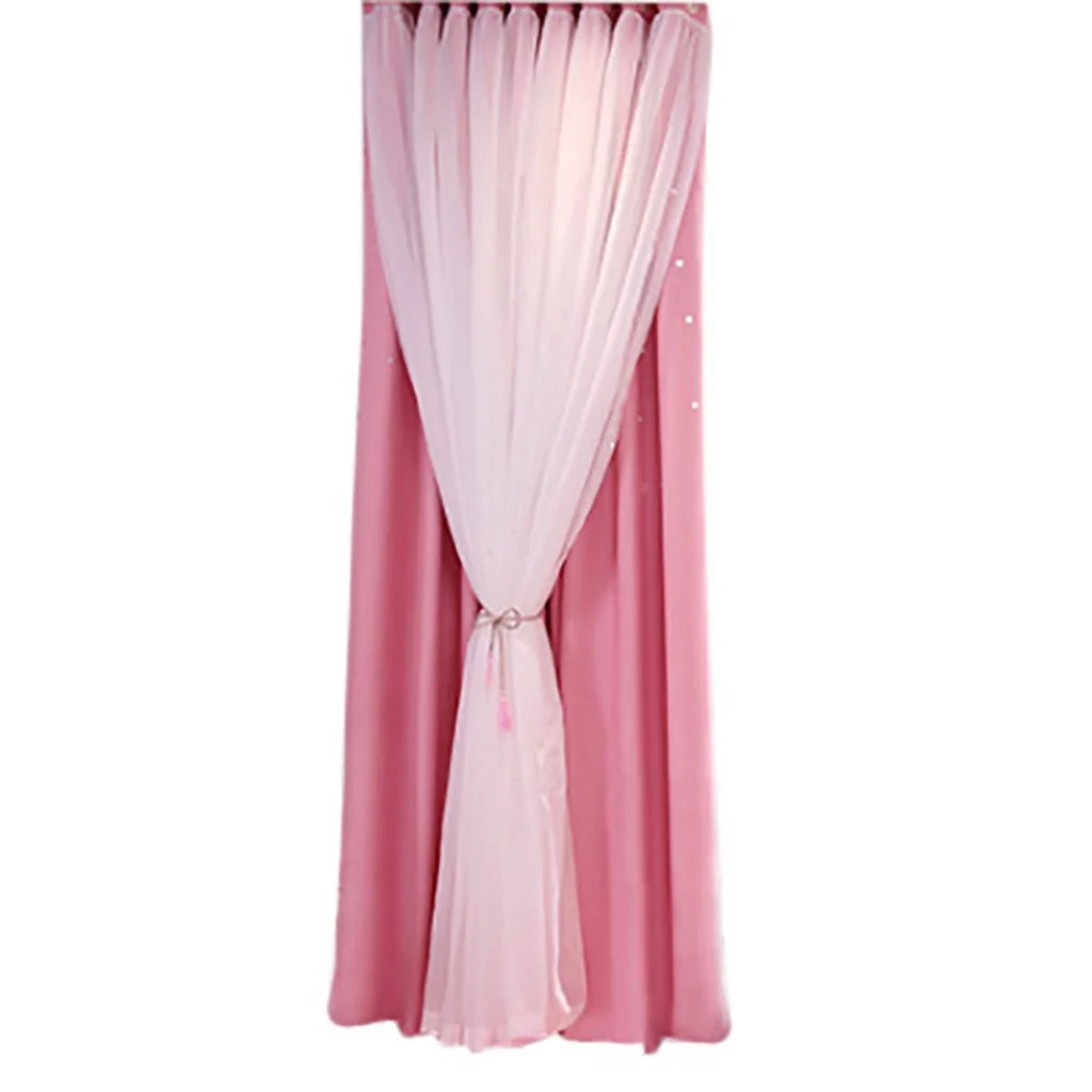 Valance Treatment Window Tulle Double-deckLight Sheer tulle Sky Voile Drape Curtain Starry curtains linen