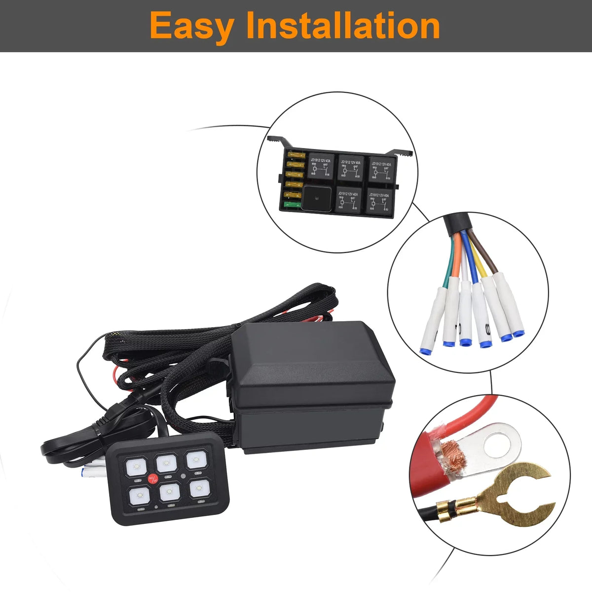 Pod Car Switch Switch Panel 6 Blue Multi-Function Control Toggle Truck Relay Gang Geloo Switch UTV ATV Offroad System Panel Circuit for Box LED Switch