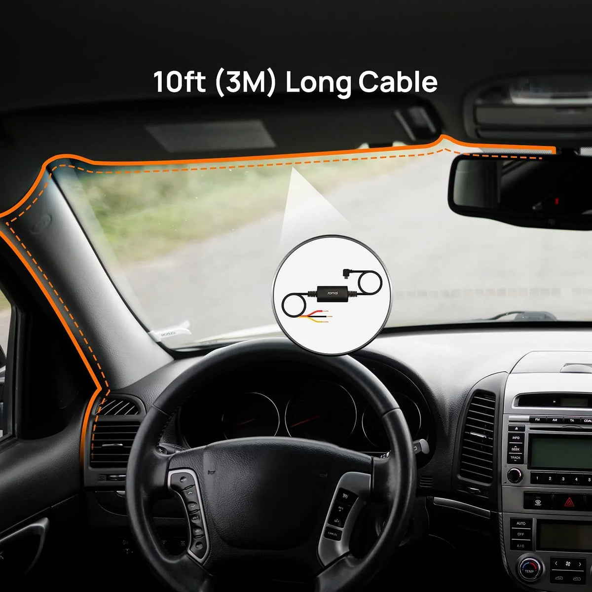 Dash Hour for 24 ro 5V/2.4A, Car to Low Cams, Voltage 12V-30V USB 10ft Hardwire Parking Kit, Protection,