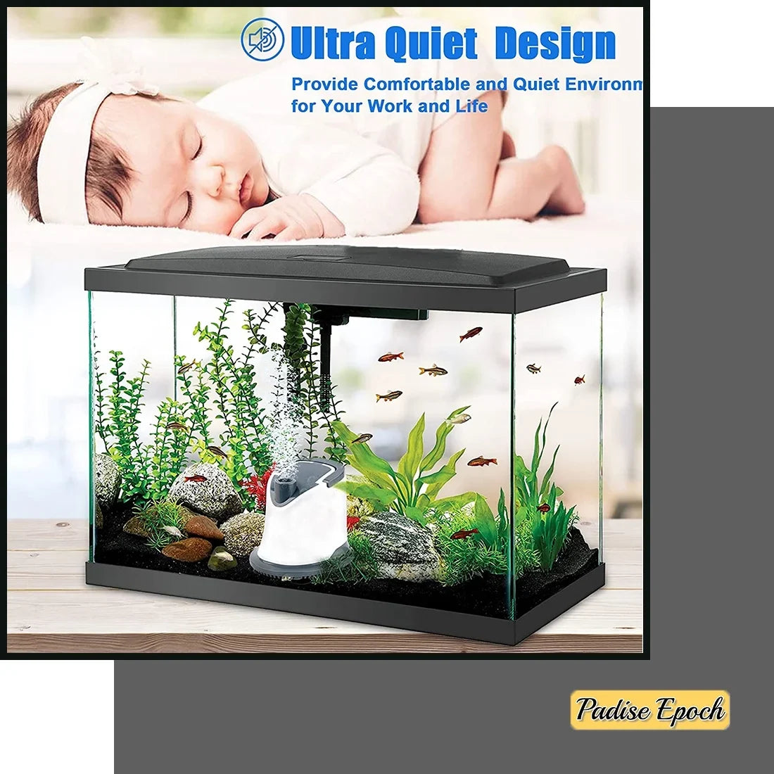 | Tank Quiet | Pool Water Adjustable Submersible Pump: 5000L/H 1320GPH | 6ft Suction Power Pond | Fish Cover Fountain Bottom for Waterfall | 110W Garden Aquarium with Cord Hydroponics
