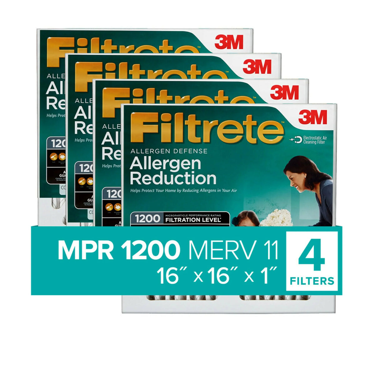 MERV Filtrete by Air 4 Allergen 16x16x1, Filter, Filters MPR, 3M 11, Furnace 1200 HVAC Reduction