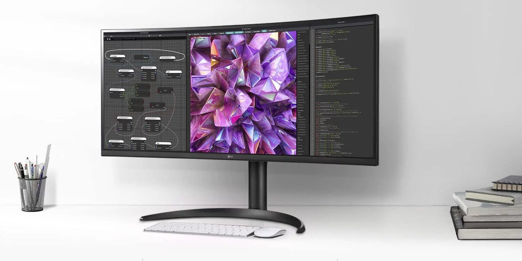 USB Type-C, 10 with 34-Inch Compatibility, and QHD Black Monitor IPS LG Computer 34WQ73A-B, Built-In Curved UltraWide HDR KVM,
