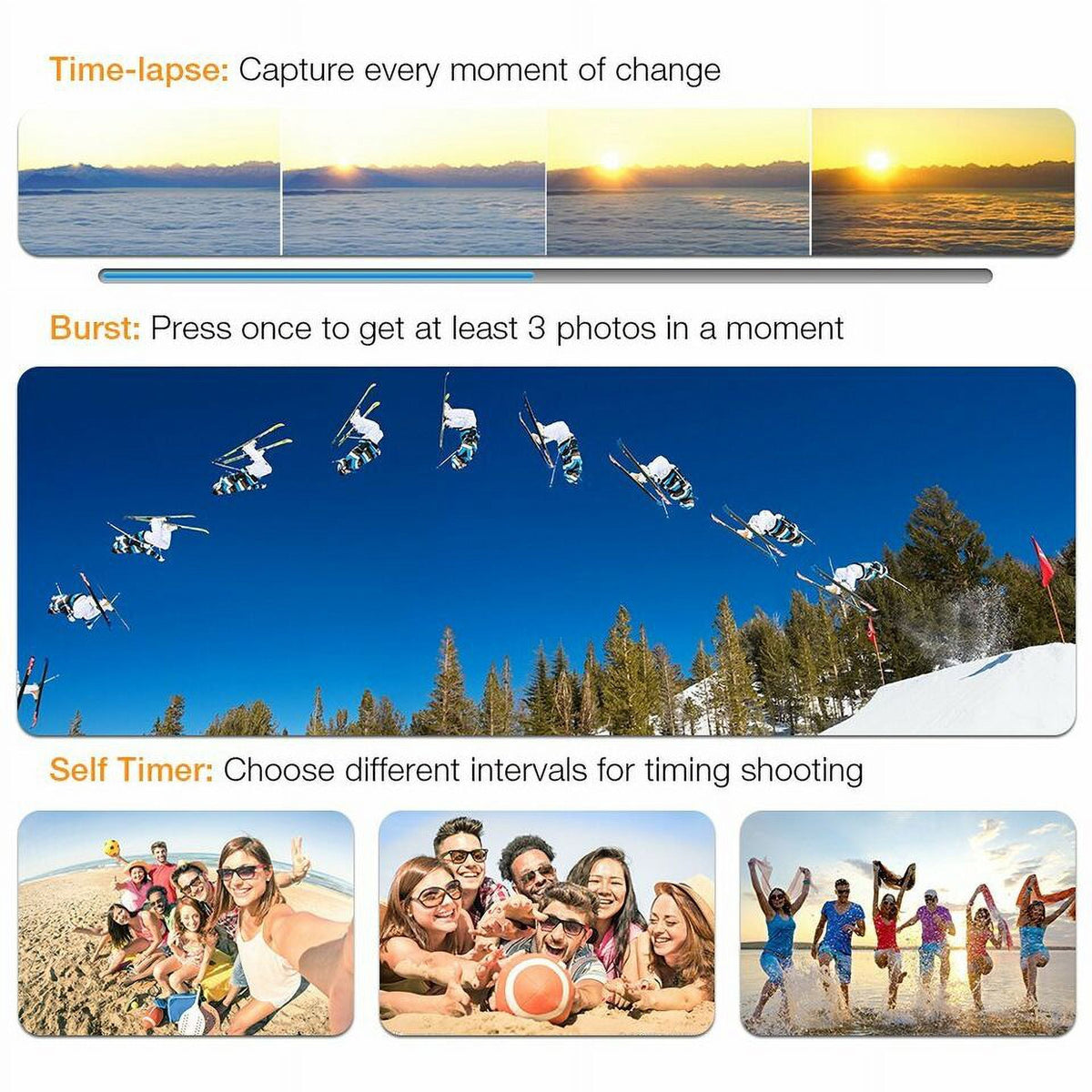 Carry Camera HD Battery, Card, 30M Camera Action Under 1080P Included Sports TF Waterproof, Case