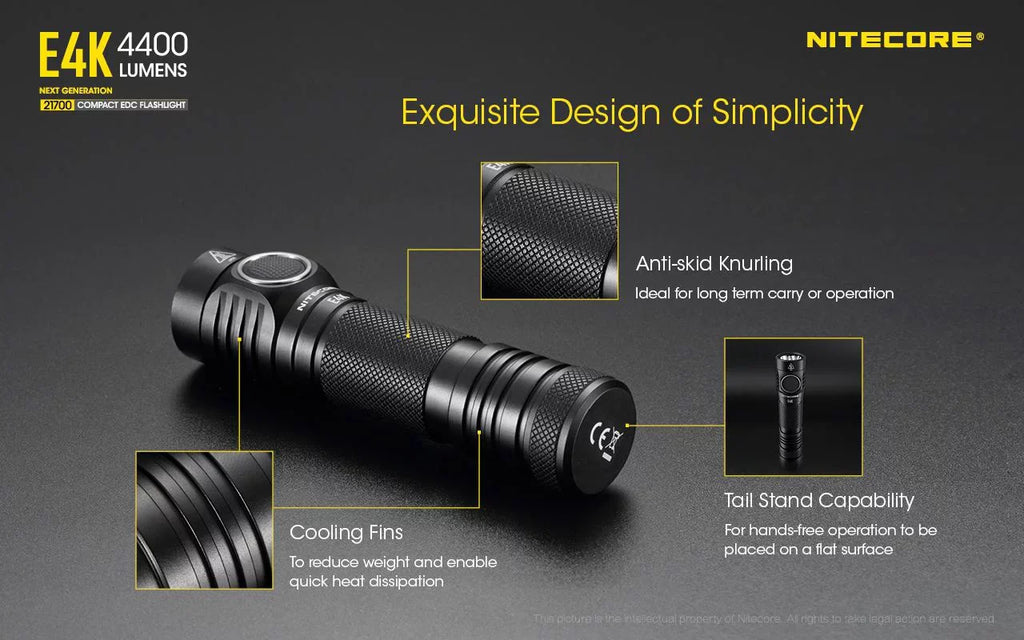 generation - Light Combo: E4K w/Tip 4400 Lumens Flashlight Keychain Copper NITECORE -360 Lumens Next