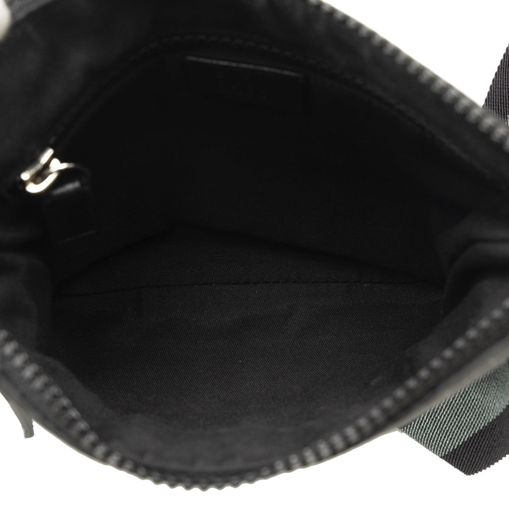 Fabric GG (Good) Pre-Owned Authenticated Nylon Gucci Web Black Crossbody Bag Unisex Crossbody