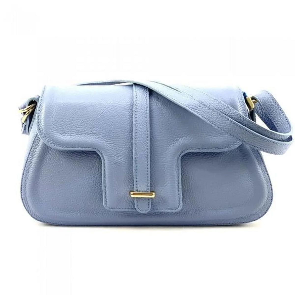 Effect Genuine Hammered in - Cyan Small Shoulder Leather, Handcrafted Light Valentino Luxury Artisan Handbag Italian Womens