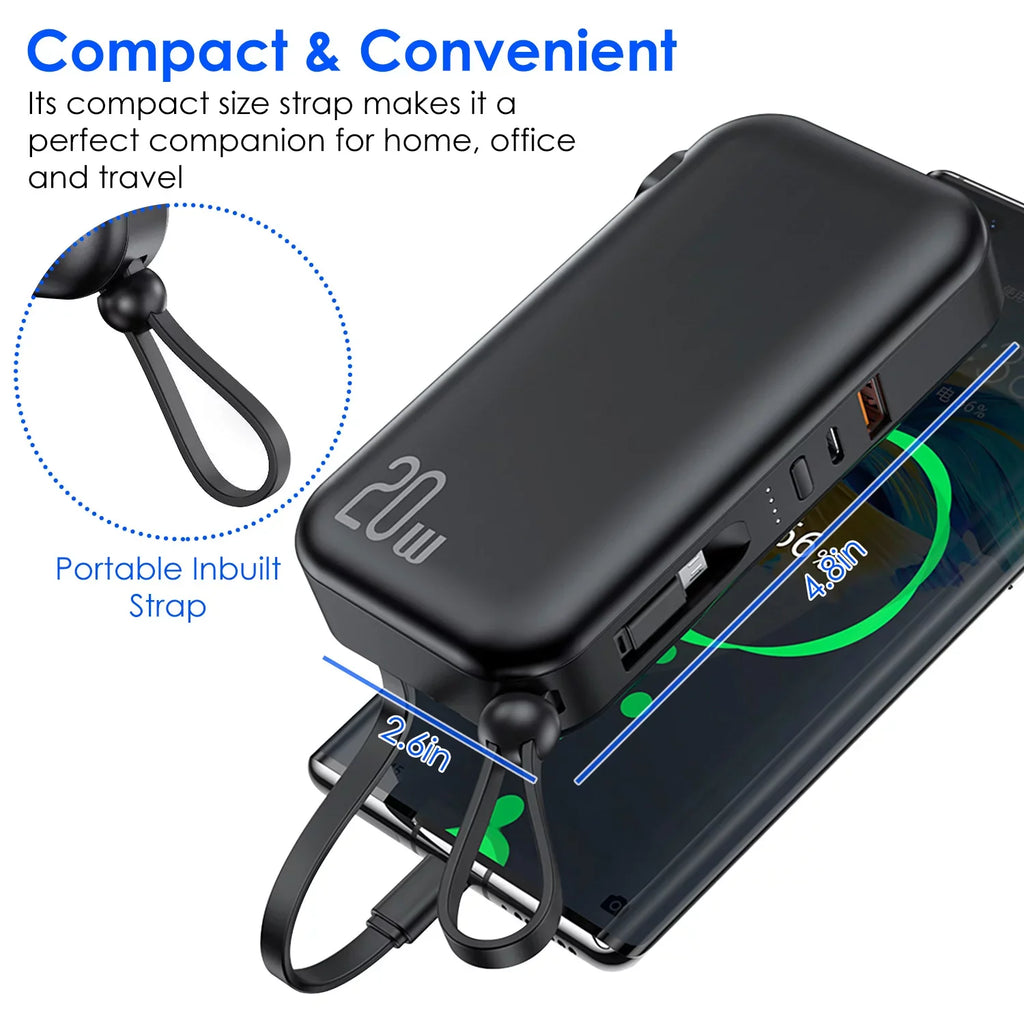 Android Charging 5 Portable 10000mAh Battery iMounTEK PD20W IOSPhone Fit CablesType-C/LT/Micro-USB Outputs 3 Fast Inbuilt Charger QC18W Pack 14 External For