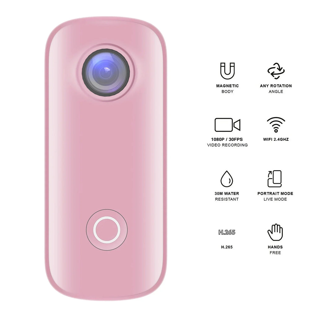 Clip Eryue 30m C100Camera W1f1 camera,Waterproof Body Clip Waterproof Battery App Camera Camera Battery Clip Waterproof Built-in Camera Camera Case App Video Battery C100