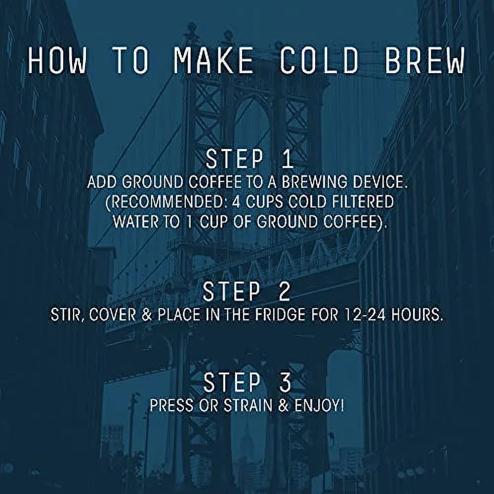Cold Coffee, Ground, Colombian, Acid, Street Natural Nut Flavor, Low Coarse 1lb Roast Caramel 100% Stone Gourmet Brew Flavored Dark
