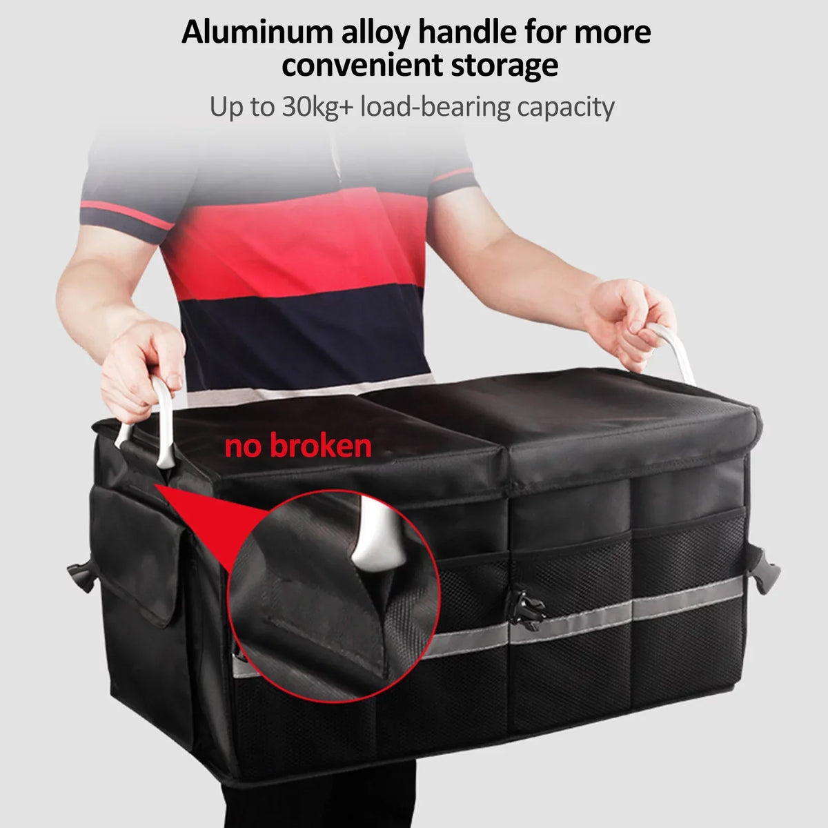 Folding Organizer, Cloth, Reflective 28L Box, Storage Strip, Trunk Car Oxford Car