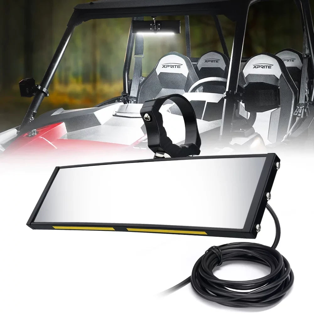 Xprite Aluminum Rollbars Integrated 2" Dome fits 1.75" - w/ Rear LED 9" Lights UTV Mirror View