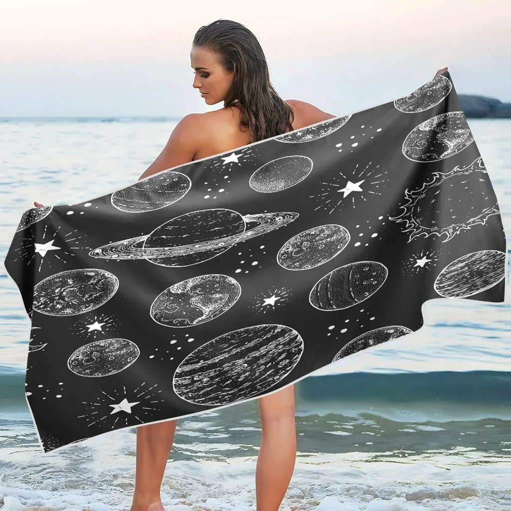 Towel Planets Towel - Space Beach Compact Lightweight Travel - Quick Oversized Dry Holiday（387） Towels Camping Bestwell Pattern for Super Swimming Absorbent