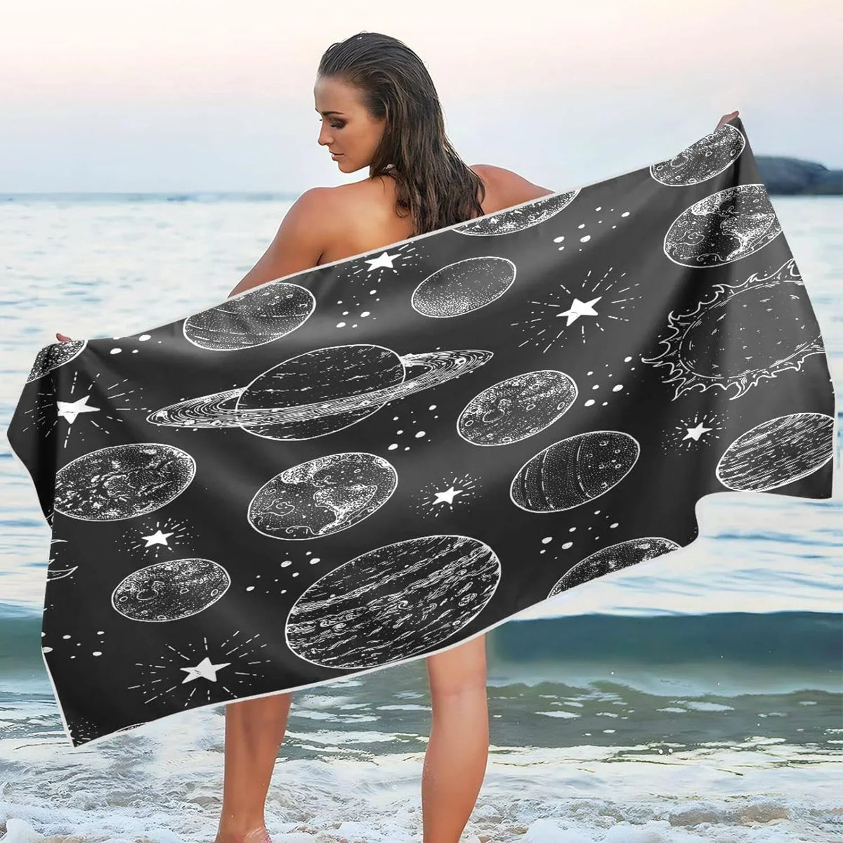 Towel Planets Towel - Space Beach Compact Lightweight Travel - Quick Oversized Dry Holiday（387） Towels Camping Bestwell Pattern for Super Swimming Absorbent